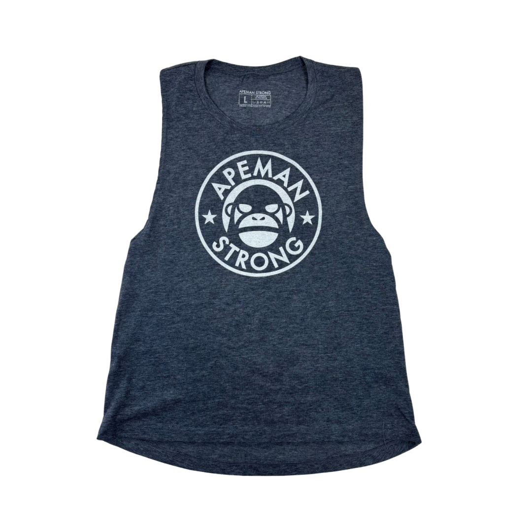 WOMEN'S NAVY DENIM MUSCLE TEE